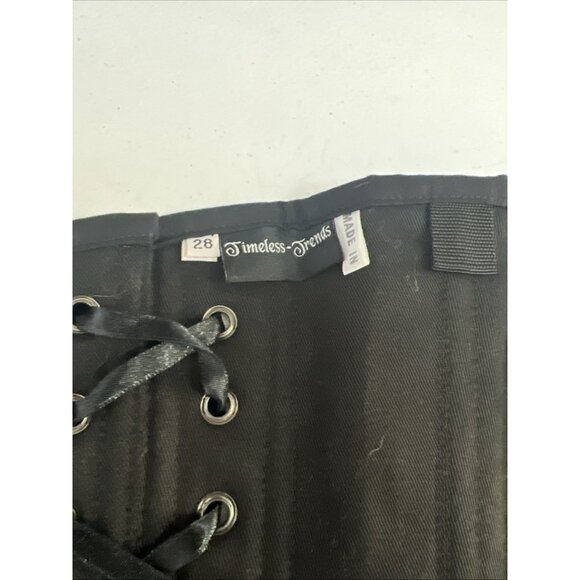 Timeless Trends Black Lace Up Wool OverBust Corset Hourglass Silhouette 28 M - Picture 6 of 11